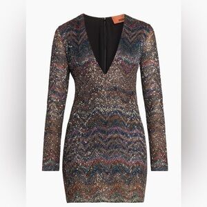 AUTH WOMEN’S MISSONI L/S SEQUIN CHEVRON MINIDRESS - SZ 36